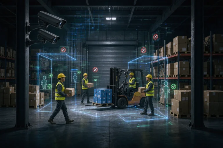warehouse safety AI video analytics monitoring system